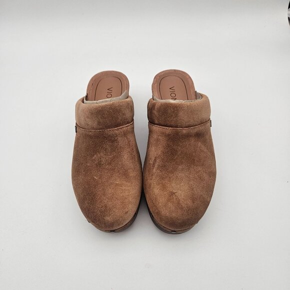 Vionic Kacie Tan Brown Suede Clogs Mules Slip On Womens Sz 6 NEW - Picture 2 of 8